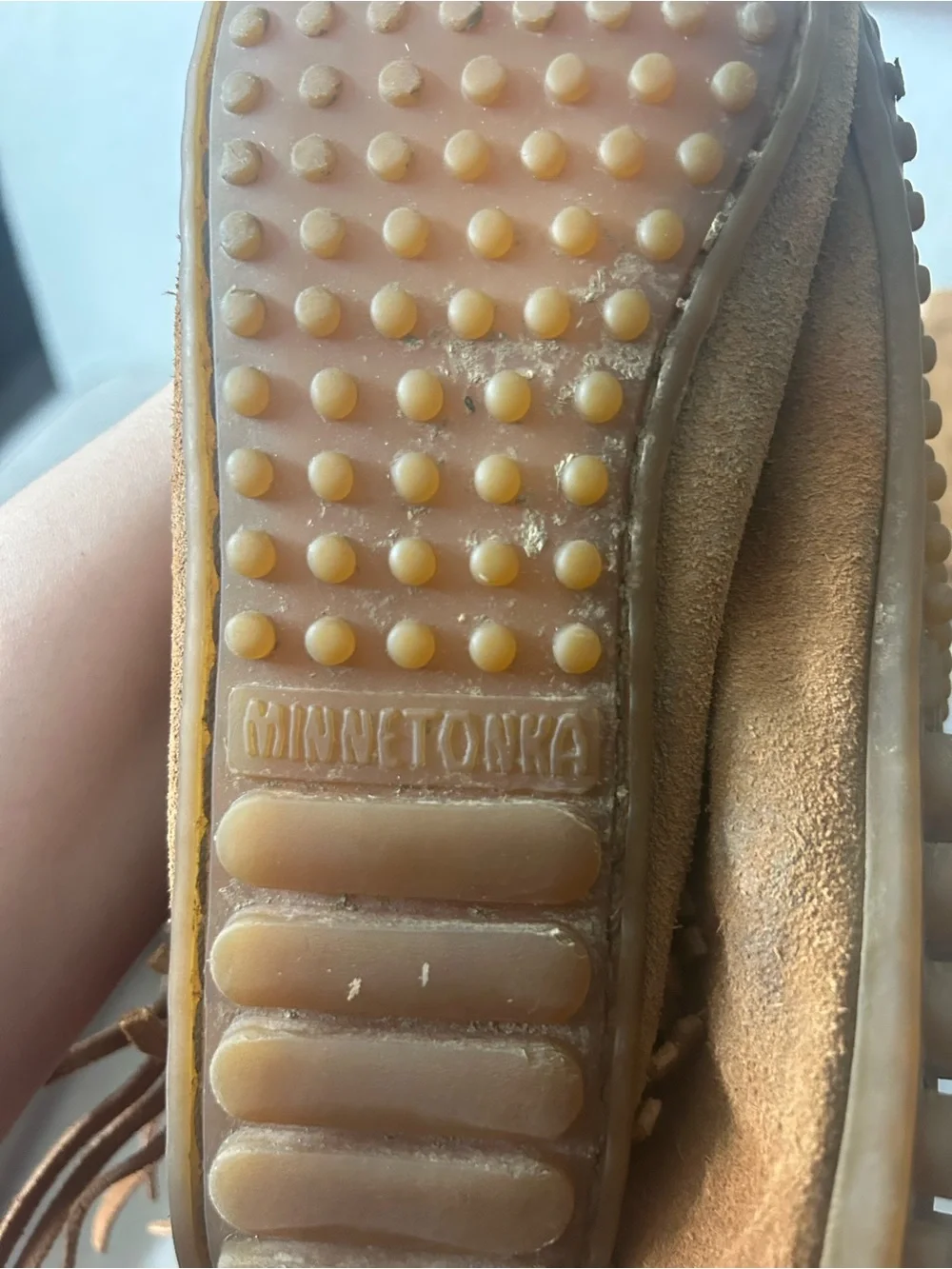 Minnetonka five tier fringe boots women's size 10
